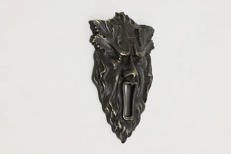 Main image of Gothic Design Vintage Bronze Green Man Switch Keyhole Cover