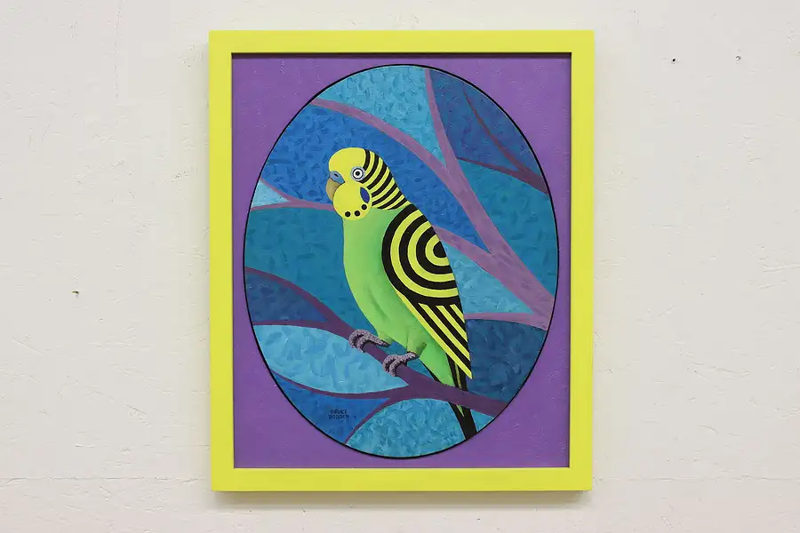 Main image of Parakeet Bird Original Acrylic Painting, Bodden 23.5"