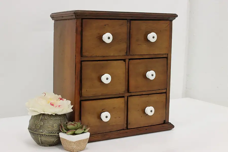 Main image of Farmhouse Antique Birch Spice or Jewelry Tabletop Chest