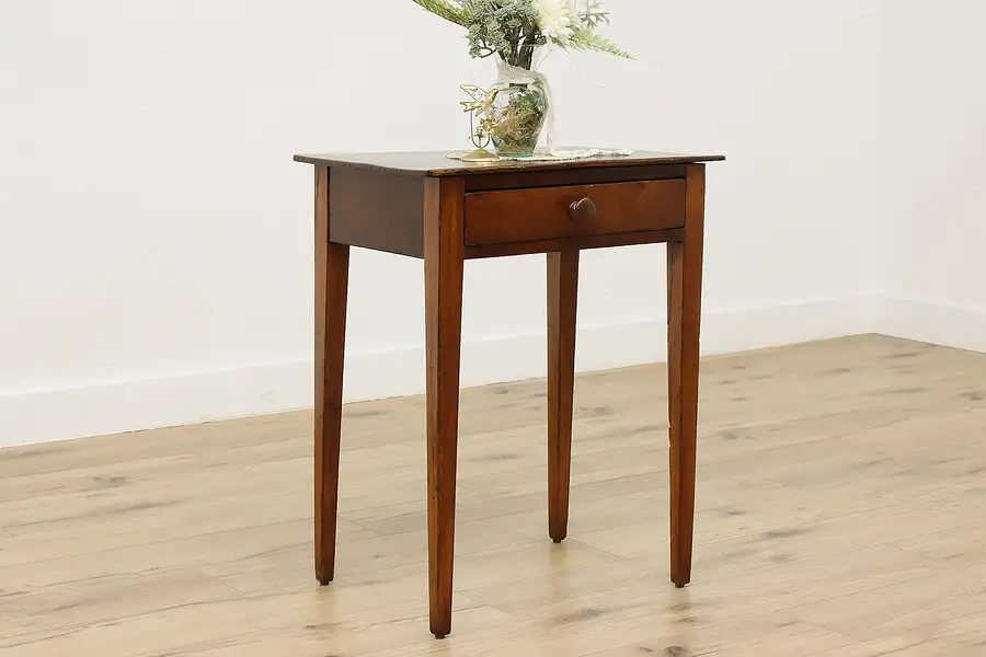 Main image of Farmhouse Antique 1820s Pine Nightstand, End, Side Table