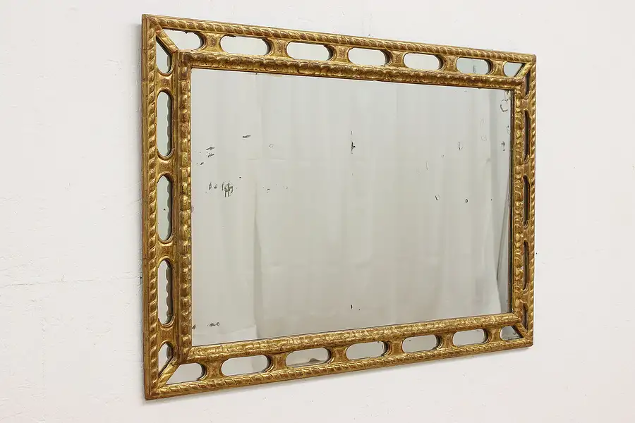 Main image of Gold Antique Hall Mirror Hangs Vertical or Horizontal