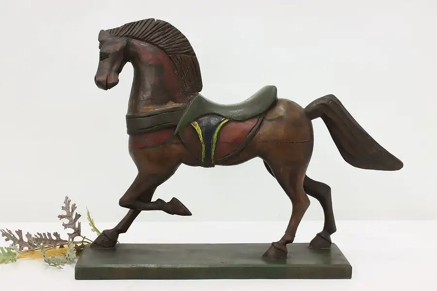 Main image of Farmhouse Vintage Carved & Painted Horse Sculpture