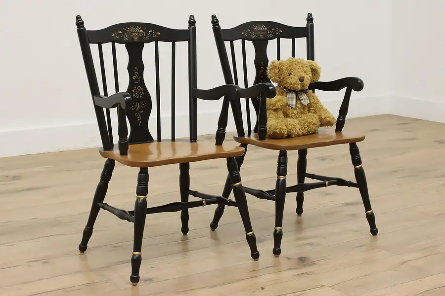 Main image of Pair of Farmhouse Vintage Hitchcock Child Size Chairs