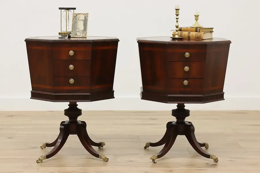 Main image of Pair of Vintage Georgian Octagonal Nightstands or End Tables