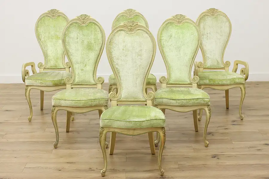 Main image of Set 6 Vintage Hollywood Regency Vintage Dining Chairs Mikel