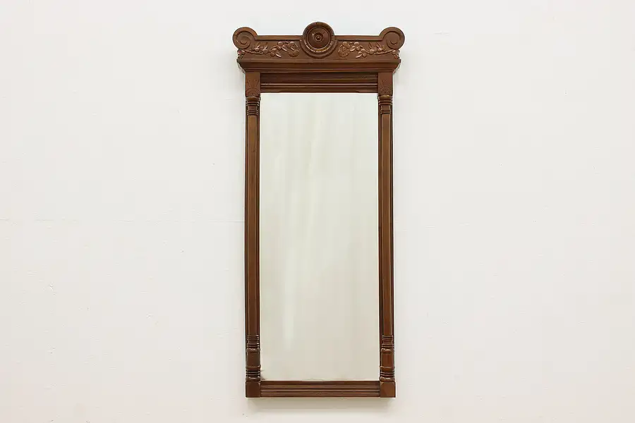 Main image of Victorian Antique Carved Walnut Wall Bedroom or Entry Mirror