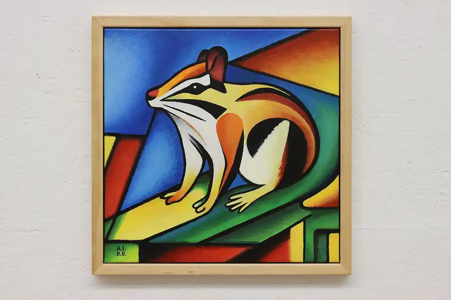 Main image of Colorful Chipmunk Original Acrylic Painting, Bodden 15.5"