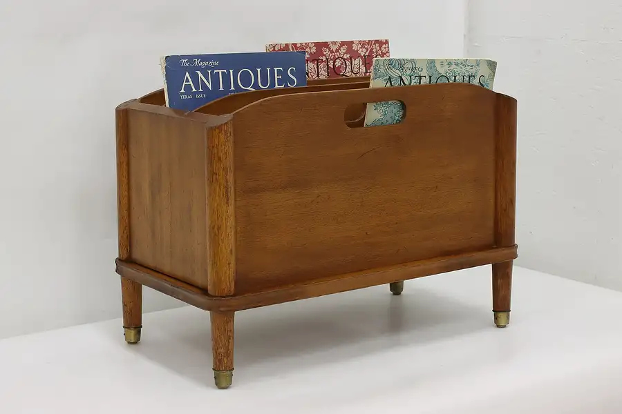 Main image of Midcentury Modern Vintage Mahogany Chairside Magazine Rack