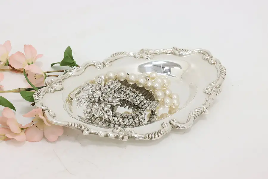 Main image of Traditional Vintage Silverplate Calling Card Key Tray Signed