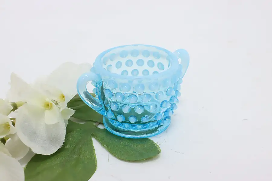 Main image of Blue Opalescent Vintage Hobnail Glass Miniature Cup