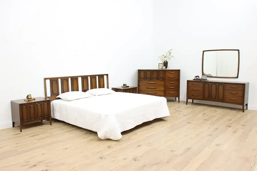 Main image of Midcentury Modern Vintage King Size Walnut Headboard