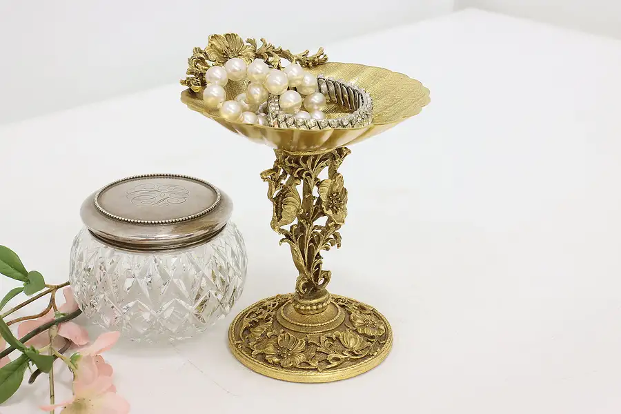 Main image of Gold Plated Vintage Shell Jewelry or Soap Stand, Matson