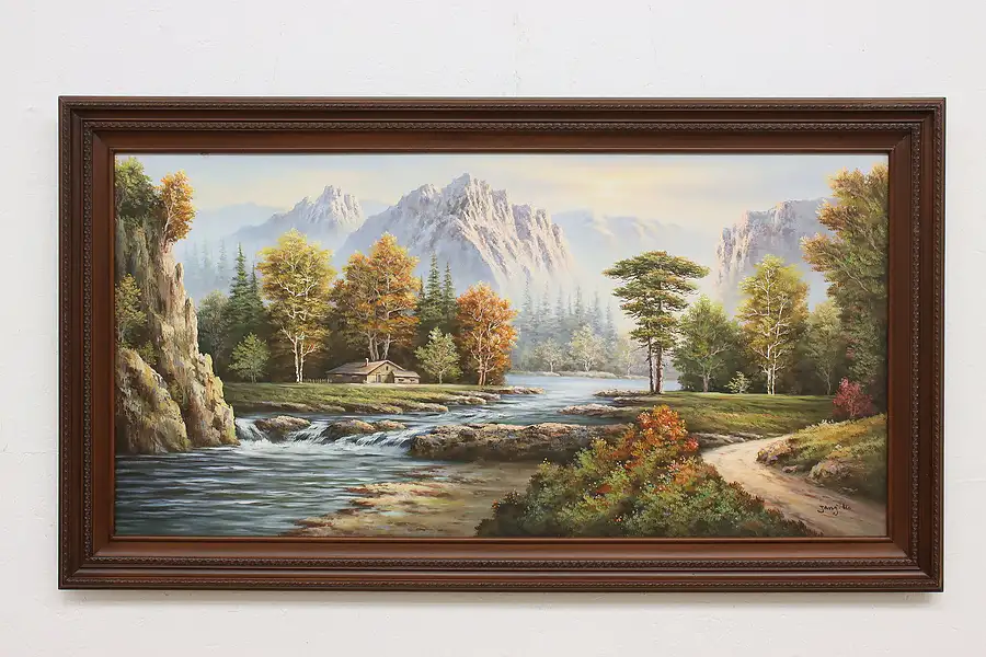 Main image of Autumn Valley Vintage Original Oil Painting, Ho 54.5"