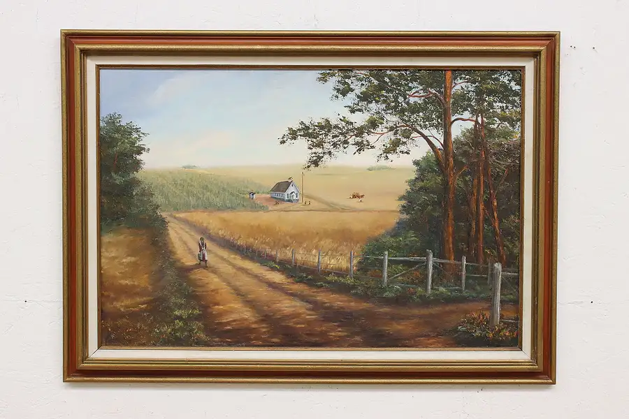 Main image of Prairie School Vintage Original Oil Painting Sanford 42"