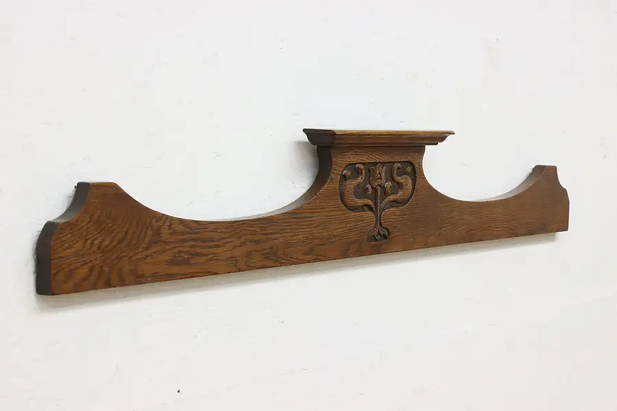 Main image of Art Nouveau Antique Carved Oak Architectural Salvage Crest