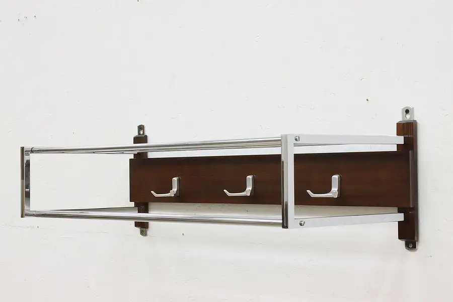 Main image of Midcentury Modern Vintage Rosewood & Chrome Wall Rack