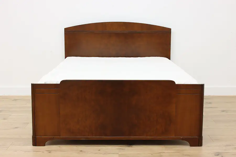 Main image of Art Deco Vintage Walnut & Burl Full Size Bed