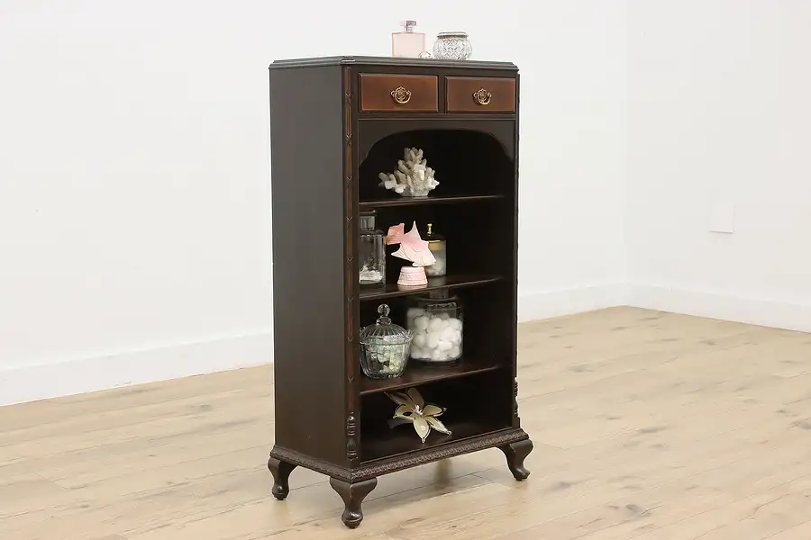 Main image of Georgian Design Antique Open Bookcase, Hall or Bath Cabinet