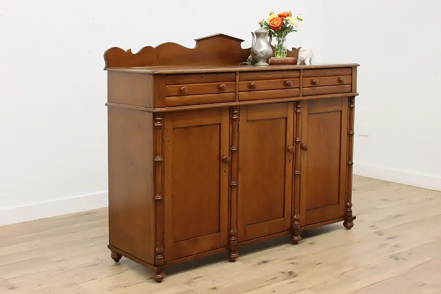 Main image of Sheraton Antique Carved Walnut Sideboard Bar or Server