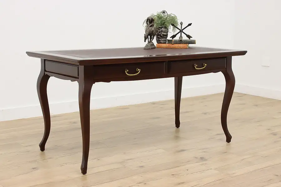 Main image of Traditional Antique Mahogany & Leather Library Writing Table