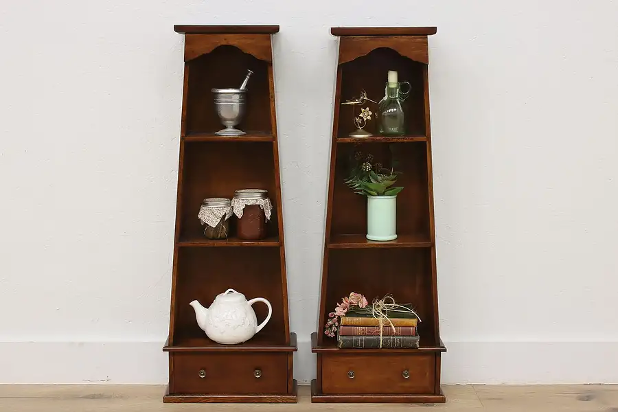 Main image of Pair of Vintage Farmhouse Wall Hanging Display Shelves