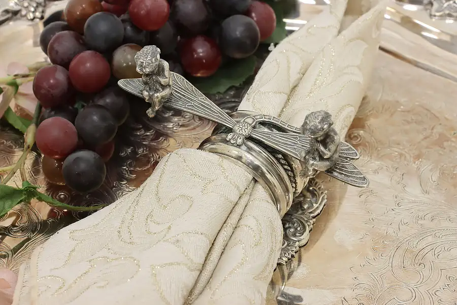 Main image of Victorian Antique Silverplate Dragonfly Napkin Ring, Grigley