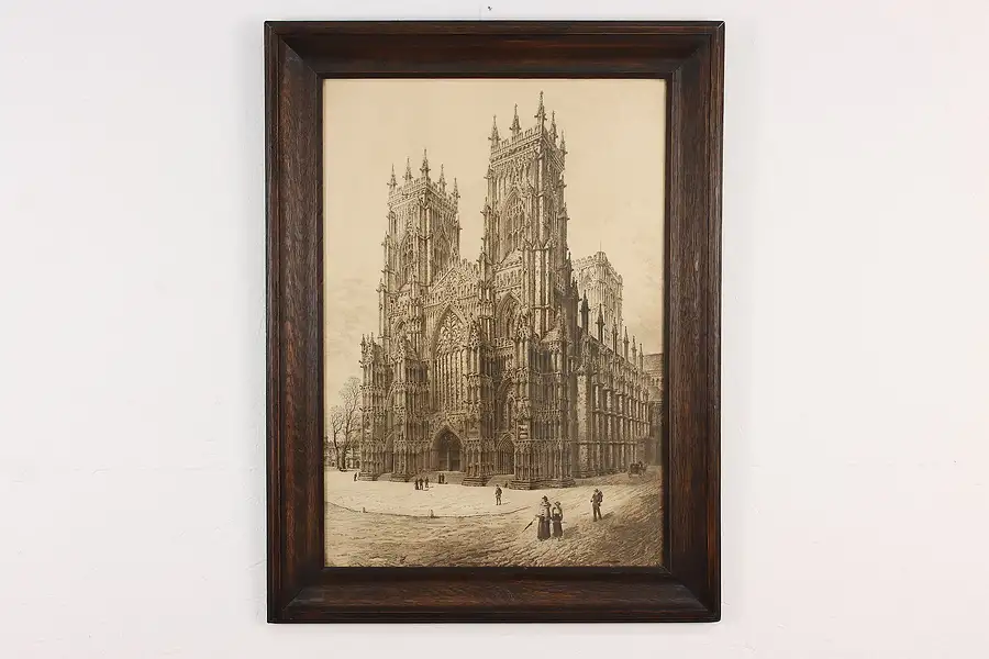 Main image of York Minster England Antique Original Etching, Bird 31"