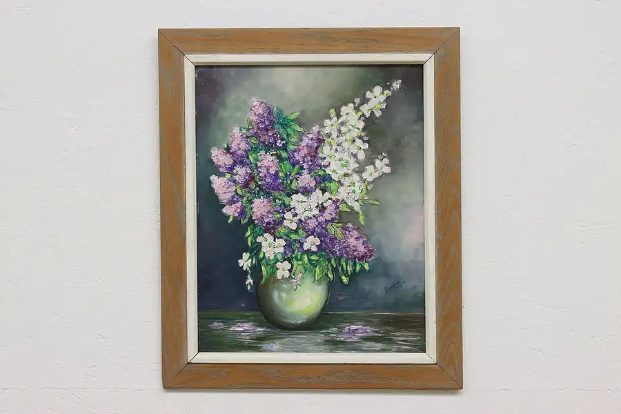 Main image of Hydrangeas Still Life Vintage Oil Painting Hendrick 24.5"