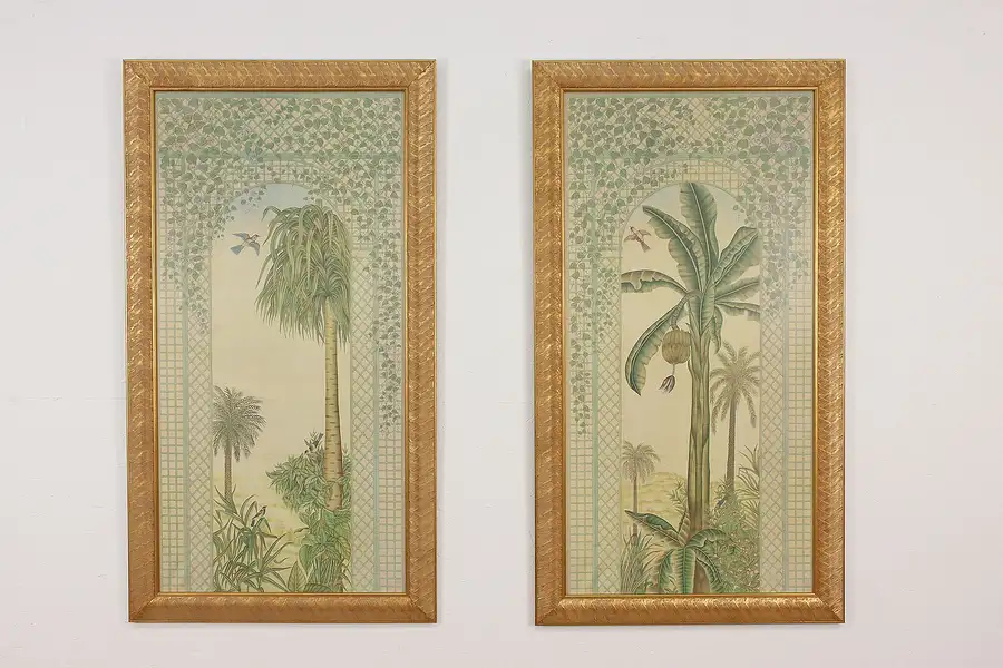 Main image of Pair of Vintage Framed Palm Tree Prints, Iksels 49"