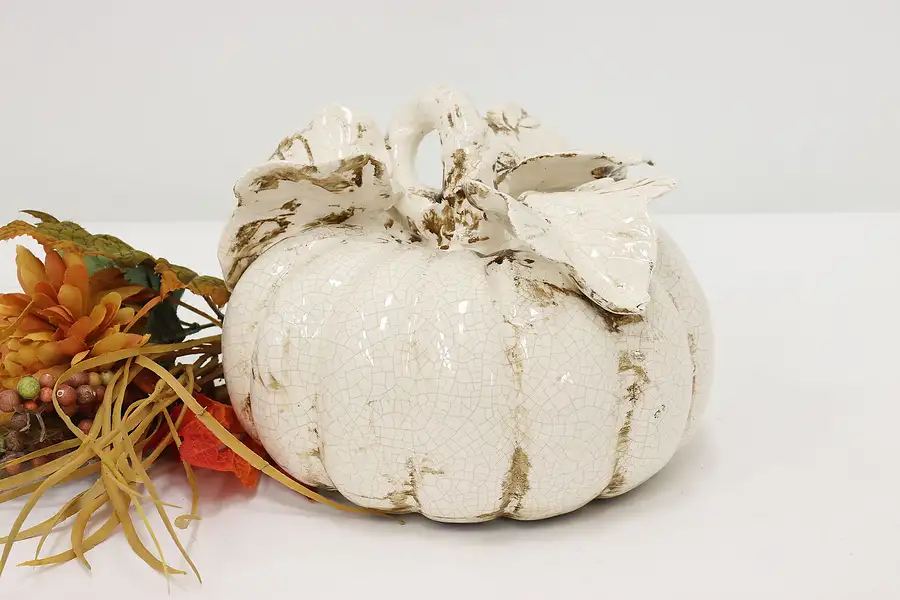 Main image of Farmhouse Painted Ceramic Decorative Pumpkin