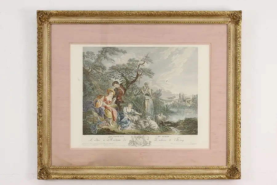 Main image of Les Présents du Berger Antique Engraving after Boucher 32"