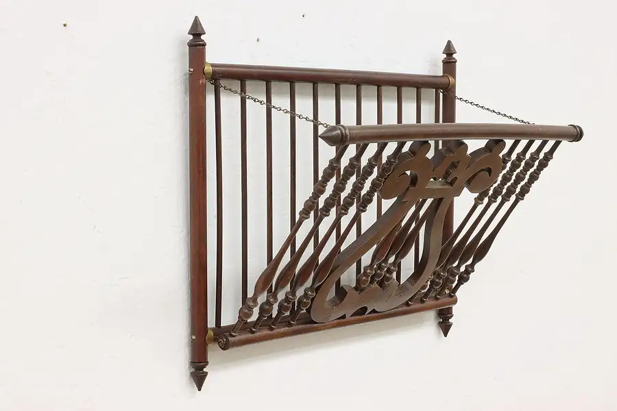 Main image of Victorian Antique Birch Wall Pocket or Magazine Rack, Lyre