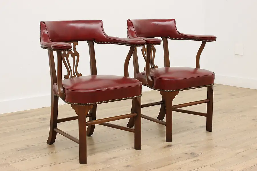 Main image of Pair of Georgian Design Vintage Leather Chairs, Kittinger