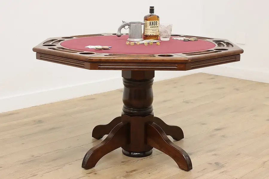 Main image of Flip Top Vintage Octagonal Cherry Game or Dining Table