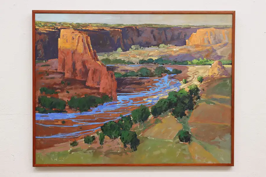 Main image of Canyon Sunrise Vintage Original Oil Painting Davis 53.5"