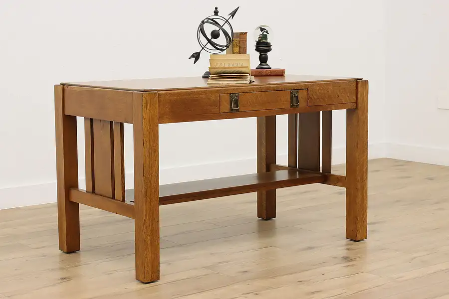 Main image of Craftsman Antique Mission Oak Library Table, Writing Desk