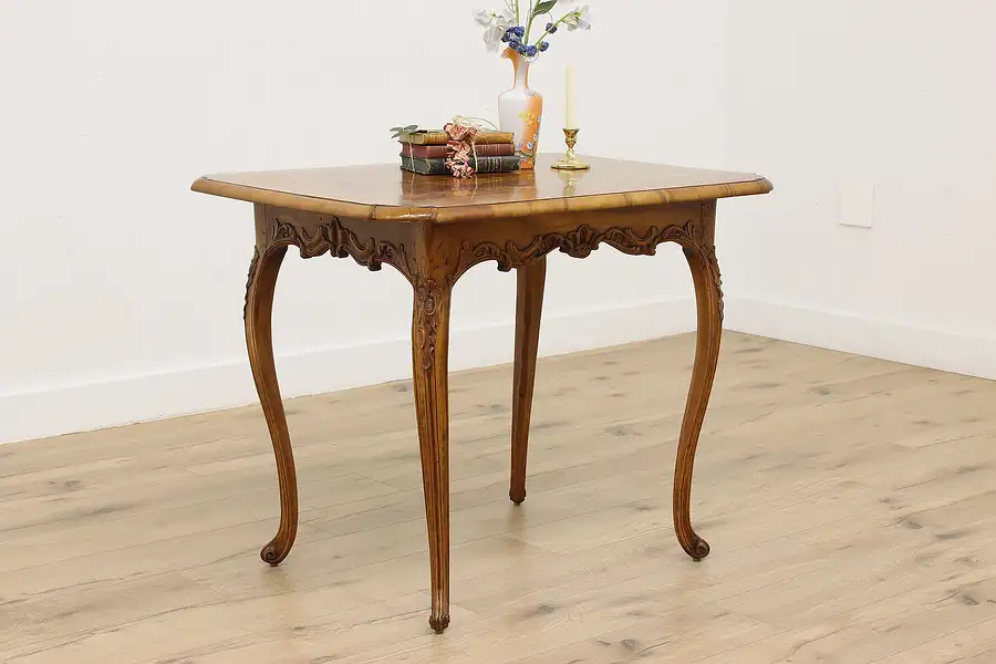 Main image of French Antique Walnut Marquetry Hall Console Side Table