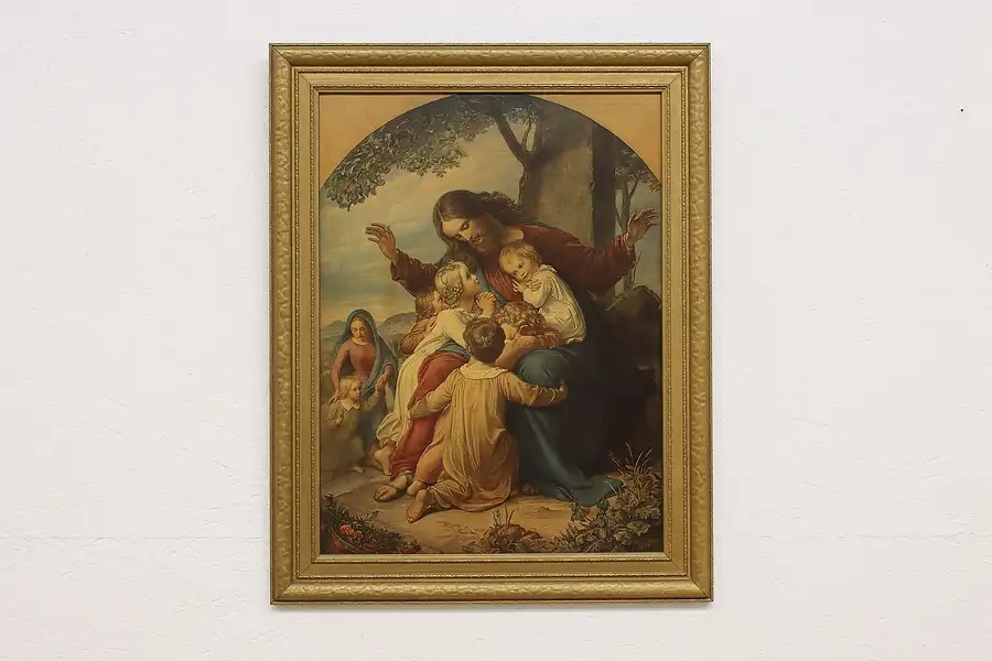 Main image of Jesus Christ & Children Vintage Art Print 28.5"