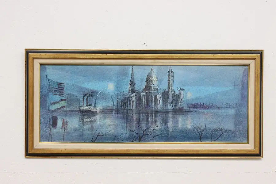 Main image of Saint Louis City Scene Vintage Glazed Print, 43.5"