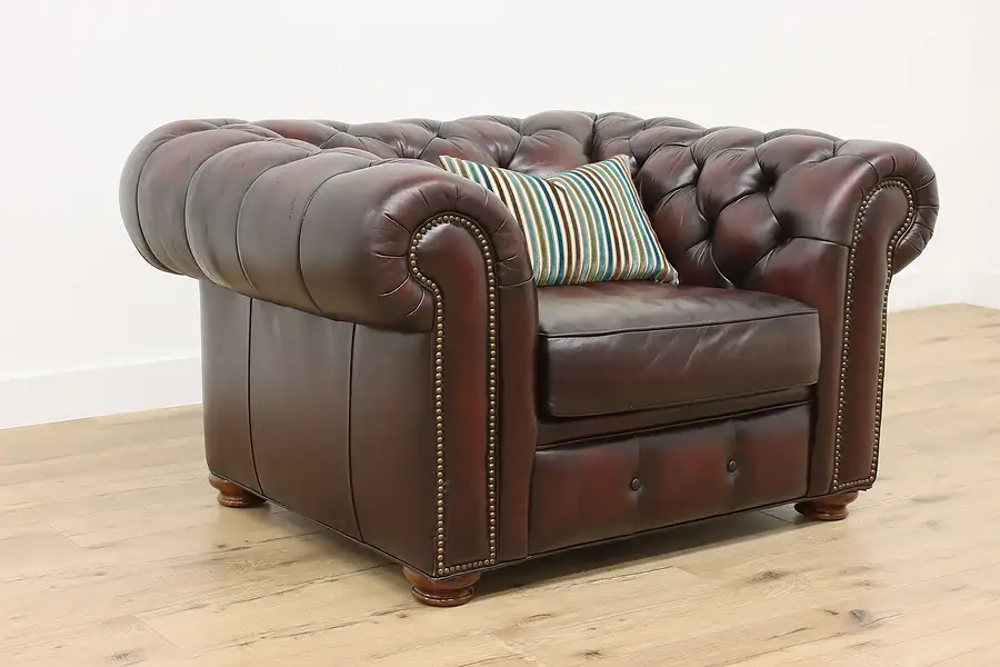 Main image of Chesterfield Tufted Leather Large Armchair, Flexsteel