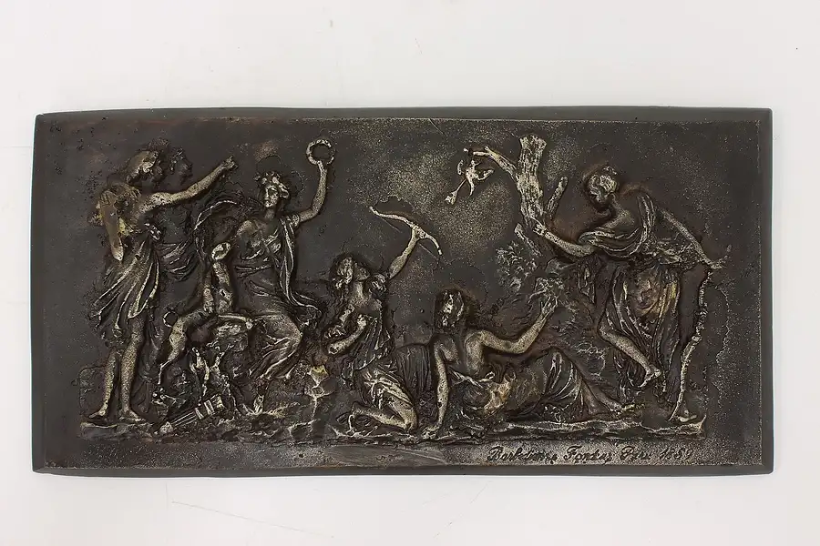 Main image of Cast Bronze Vintage Greek Goddess Scene Wall Plaque