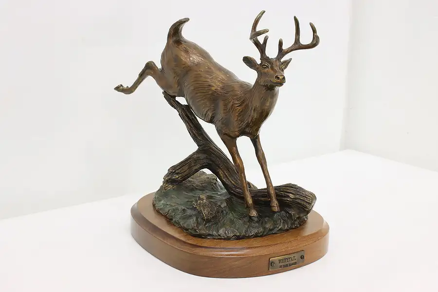 Main image of White Tail Deer Bronze Sculpture Vintage Statue, Wagner