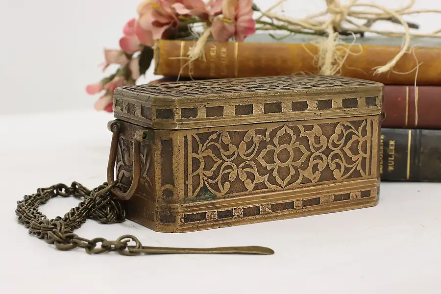 Main image of Philippines Antique Bronze Betel Nut Box, Hanging Chain