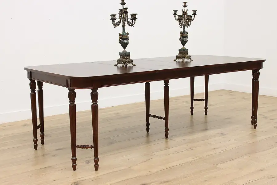 Main image of Georgian Design Vintage Carved Walnut Dining Table, 3 Leaves