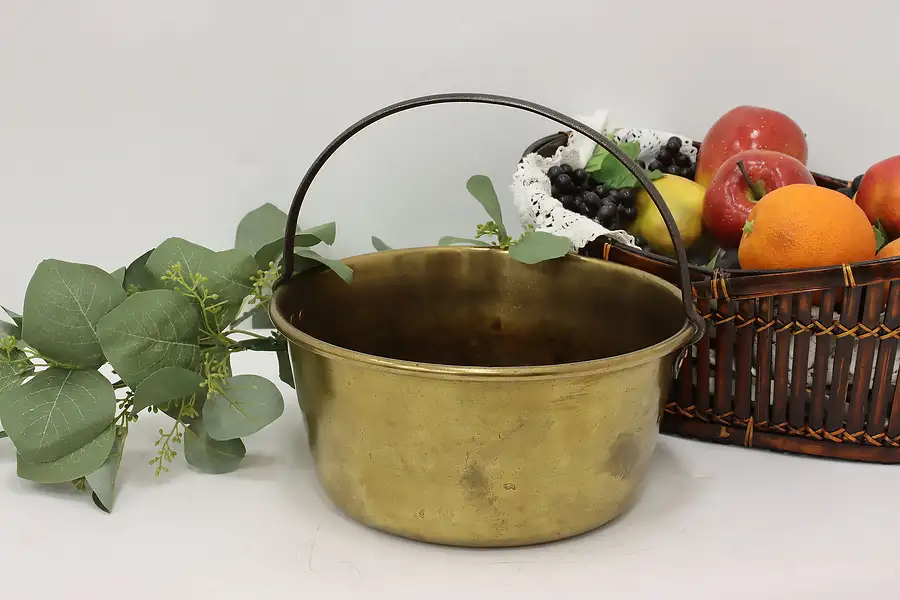 Main image of Farmhouse Antique Brass Jam Cauldron, Kettle or Planter