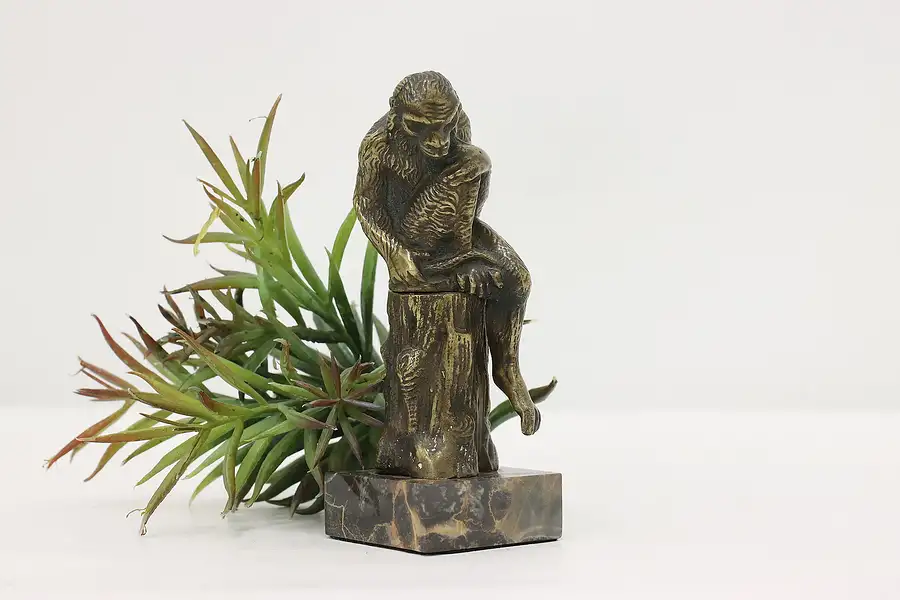 Main image of Asian Vintage Bronze Monkey Sculpture on Marble