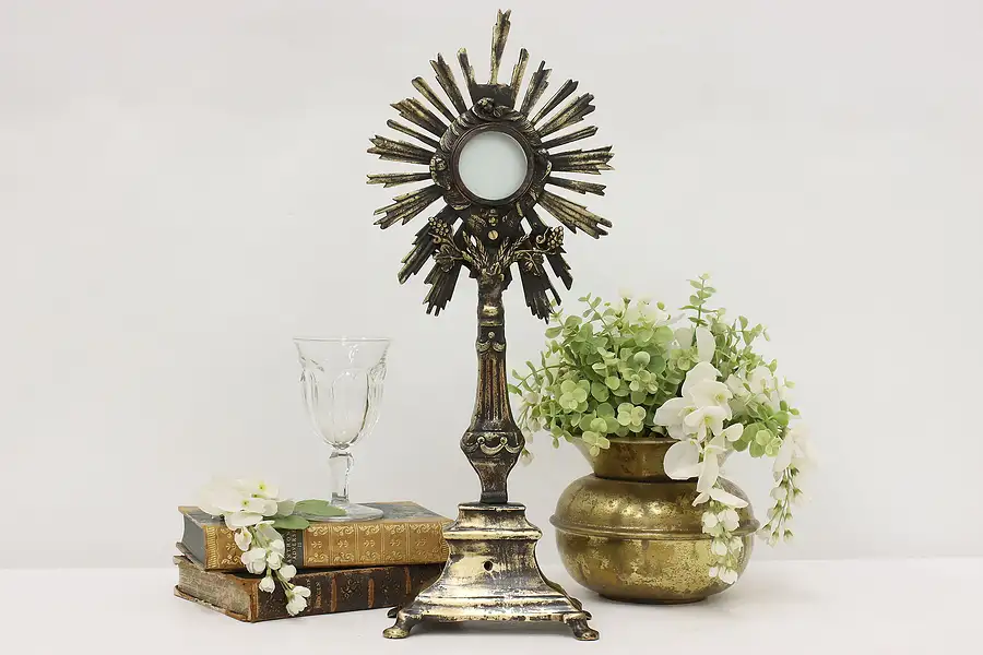 Main image of Catholic Vintage Bronze Religious Monstrance for Relic