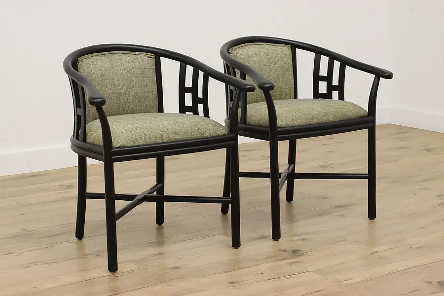 Main image of Pair of Italian Vintage Club Chairs New Upholstery, Linea