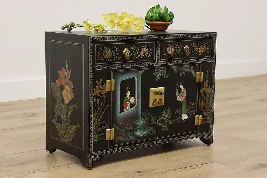 Main image of Chinese Vintage Hand Painted Jewelry or Collector Cabinet