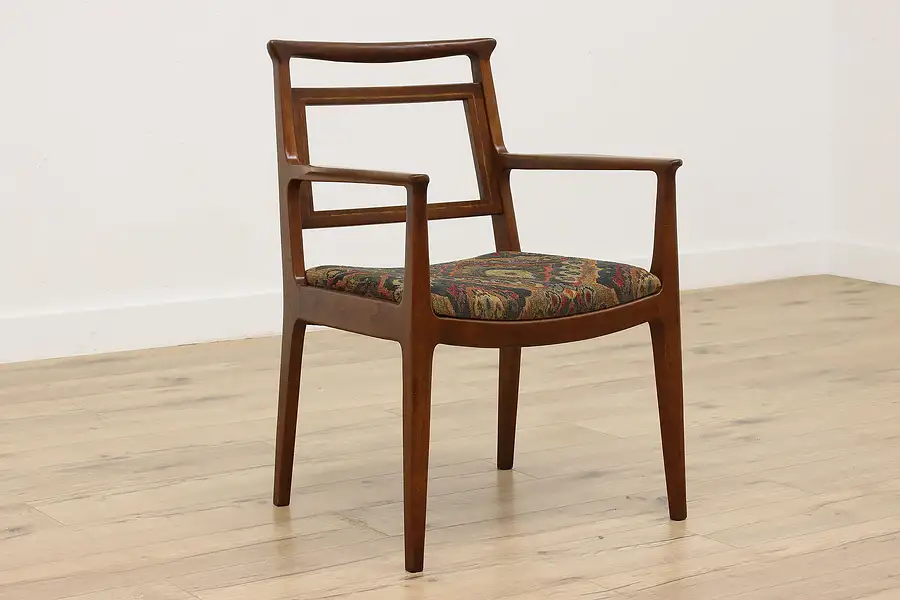 Main image of Midcentury Modern Vintage Walnut Armchair, New Upholstery